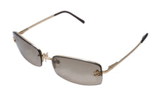 Load image into Gallery viewer, 極美品 CHANEL シャネル リムレス サングラス 4093-B c.125/13 サイズ56□16 130 ココマーク ラインストーン ブラウン ゴールド 中古 4b001356