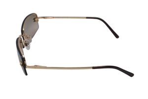 極美品 CHANEL シャネル リムレス サングラス 4093-B c.125/13 サイズ56□16 130 ココマーク ラインストーン ブラウン ゴールド 中古 4b001356