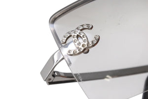 CHANEL シャネル リムレス サングラス 4092-B c.124/6I サイズ62□15 120 ココマーク ラインストーン グレー 良品 中古 4b001357
