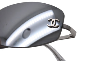 極美品 CHANEL シャネル リムレス サングラス メガネ アイウェア ココマーク ライトグレー シルバー金具 サイズ54□19 中古 4b001358