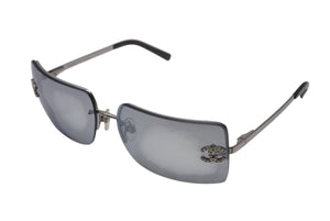 CHANEL シャネル リムレス サングラス 4092-B c.124/6I サイズ62□15 120 ココマーク ラインストーン グレー 美品 中古 4b001359