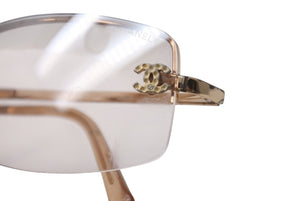 CHANEL シャネル リムレス サングラス メガネ ラインストーンココマーク 4093-B ブラウン ゴールド サイズ56□16 良品 中古 4b001361