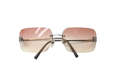 CHANEL シャネル リムレス サングラス 4017-D c.124/89 サイズ62□17 120 ココマーク ラインストーン ブラウン 美品 中古 4b001362