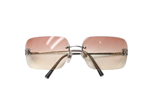 CHANEL シャネル リムレス サングラス 4017-D c.124/89 サイズ62□17 120 ココマーク ラインストーン ブラウン 美品 中古 4b001362