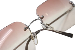 CHANEL シャネル リムレス サングラス 4017-D c.124/89 サイズ62□17 120 ココマーク ラインストーン ブラウン 美品 中古 4b001362