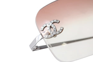 CHANEL シャネル リムレス サングラス 4017-D c.124/89 サイズ62□17 120 ココマーク ラインストーン ブラウン 美品 中古 4b001362
