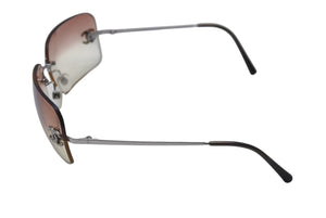CHANEL シャネル リムレス サングラス 4017-D c.124/89 サイズ62□17 120 ココマーク ラインストーン ブラウン 美品 中古 4b001362