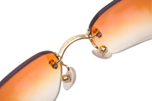 極美品 CHANEL シャネル リムレス サングラス 4017-D c.125/56 サイズ62□17 120 ココマーク ラインストーン オレンジ グラデーション 中古 4b001363