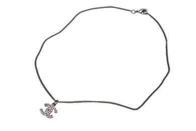 極美品 CHANEL シャネル ネックレス ココマーク アクセサリー ラインストーン イタリア製 09V刻印 5.6g シルバー 中古 4b001367