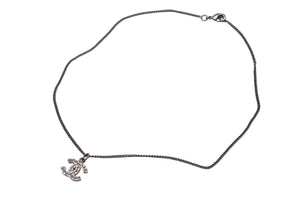 極美品 CHANEL シャネル ネックレス ココマーク アクセサリー ラインストーン イタリア製 09V刻印 5.6g シルバー 中古 4b001367