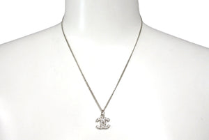 極美品 CHANEL シャネル ネックレス ココマーク アクセサリー ラインストーン イタリア製 09V刻印 5.6g シルバー 中古 4b001367
