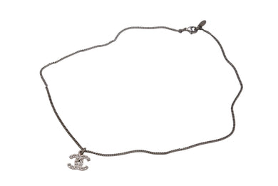 CHANEL シャネル ココマーク ネックレス アクセサリー 08V刻印 メタル ラインストーン 5.6g シルバー 美品 中古 4b001368