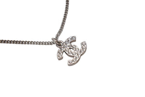 CHANEL シャネル ココマーク ネックレス アクセサリー 08V刻印 メタル ラインストーン 5.6g シルバー 美品 中古 4b001368