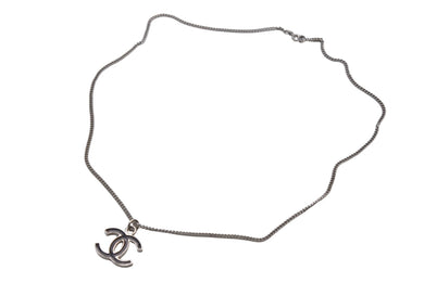 CHANEL シャネル ネックレス ココマーク アクセサリー C17V刻印 フランス製 メタル シルバー ブラック 美品 中古 4b001370