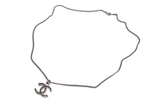 CHANEL シャネル ネックレス ココマーク アクセサリー C17V刻印 フランス製 メタル シルバー ブラック 美品 中古 4b001370