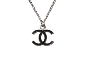 CHANEL シャネル ネックレス ココマーク アクセサリー C17V刻印 フランス製 メタル シルバー ブラック 美品 中古 4b001370