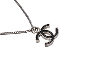 CHANEL シャネル ネックレス ココマーク アクセサリー C17V刻印 フランス製 メタル シルバー ブラック 美品 中古 4b001370