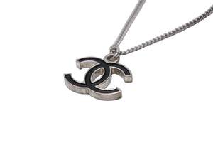CHANEL シャネル ネックレス ココマーク アクセサリー C17V刻印 フランス製 メタル シルバー ブラック 美品 中古 4b001370