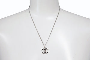 CHANEL シャネル ネックレス ココマーク アクセサリー C17V刻印 フランス製 メタル シルバー ブラック 美品 中古 4b001370