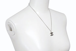 CHANEL シャネル ネックレス ココマーク アクセサリー C17V刻印 フランス製 メタル シルバー ブラック 美品 中古 4b001370
