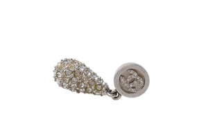 極美品 CHANEL シャネル ピアス 両耳 アクセサリー ココマーク 21B刻印 ラインストーン 5.4g メタル シルバー 中古 4b001375