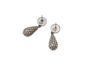 極美品 CHANEL シャネル ピアス 両耳 アクセサリー ココマーク 21B刻印 ラインストーン 5.4g メタル シルバー 中古 4b001375