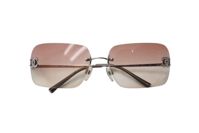 CHANEL シャネル リムレス サングラス 4017-D c.124/89 サイズ62□17 120 ココマーク ラインストーン ブラウン系 美品 中古 4b001377