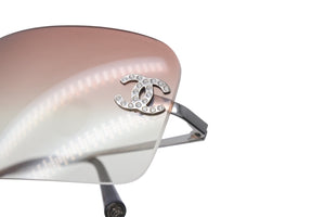CHANEL シャネル リムレス サングラス 4017-D c.124/89 サイズ62□17 120 ココマーク ラインストーン ブラウン系 美品 中古 4b001377