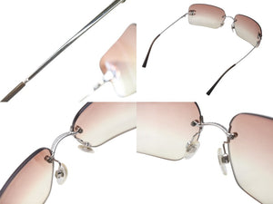 CHANEL シャネル リムレス サングラス 4017-D c.124/89 サイズ62□17 120 ココマーク ラインストーン ブラウン系 美品 中古 4b001377
