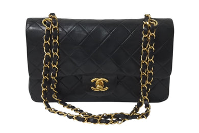 CHANEL シャネル マトラッセ23 Wフラップ Wチェーン ショルダーバッグ 5番台 ラムスキン ココマーク ブラック ゴールド金具 美品 中古 4b001380
