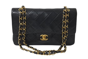 CHANEL シャネル マトラッセ23 Wフラップ Wチェーン ショルダーバッグ 5番台 ラムスキン ココマーク ブラック ゴールド金具 美品 中古 4b001380