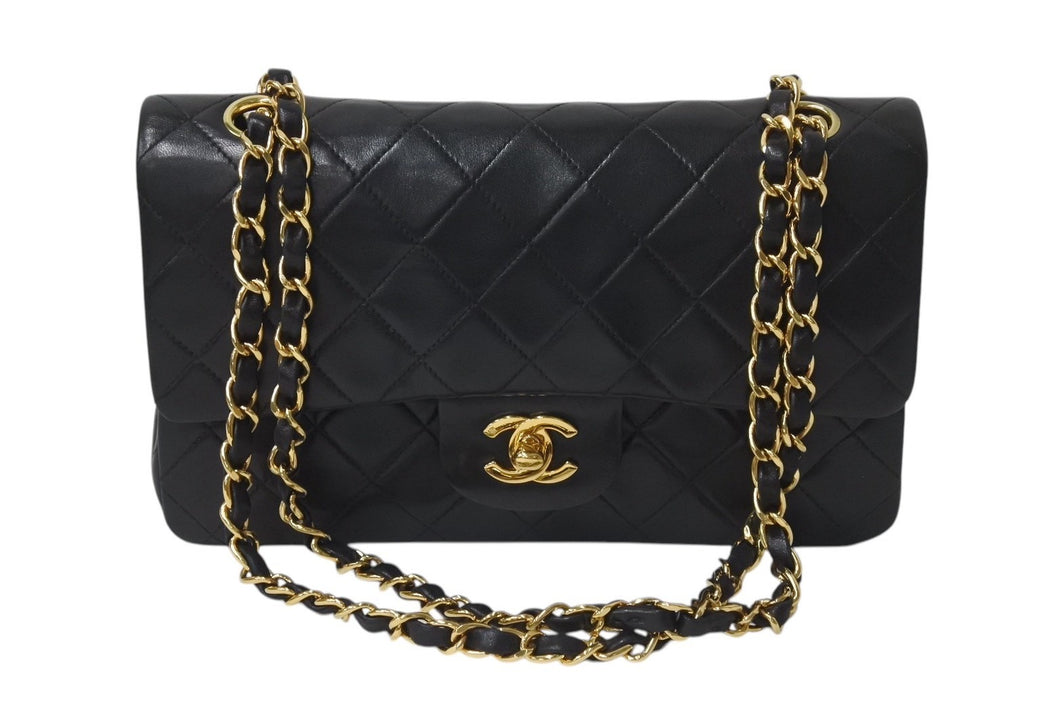 CHANEL シャネル マトラッセ23 Wフラップ Wチェーン ショルダーバッグ 5番台 ラムスキン ココマーク ブラック ゴールド金具 美品 中古 4b001380