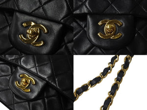 CHANEL シャネル マトラッセ23 Wフラップ Wチェーン ショルダーバッグ 5番台 ラムスキン ココマーク ブラック ゴールド金具 美品 中古 4b001380