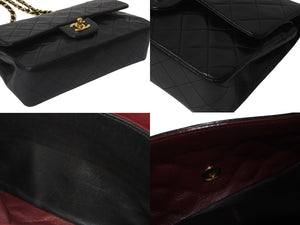 CHANEL シャネル マトラッセ23 Wフラップ Wチェーン ショルダーバッグ 5番台 ラムスキン ココマーク ブラック ゴールド金具 美品 中古 4b001380