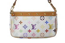 Load image into Gallery viewer, 極美品 LOUIS VUITTON ルイヴィトン モノグラム マルチカラー ポシェット アクセソワール アクセサリーポーチ M92649 村上隆 ホワイト 中古 4b001382