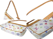 Load image into Gallery viewer, 極美品 LOUIS VUITTON ルイヴィトン モノグラム マルチカラー ポシェット アクセソワール アクセサリーポーチ M92649 村上隆 ホワイト 中古 4b001382
