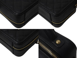極美品 CHANEL シャネル CCフィリグリー スモールチェーンバニティバッグ A93343 26番台 キャビアスキン ブラック ゴールド金具 4b001383