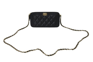 CHANEL シャネル ショルダーバッグ ボーイシャネル チェーンウォレット ブラック キャビアスキン 23番台 シルバー金具 美品 中古 4b001385