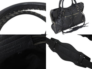 BALENCIAGA バレンシアガ The City ザシティ トートバッグ ハンドバッグ レザー グレー シルバー金具 美品 中古 4b001388