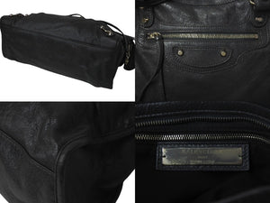 BALENCIAGA バレンシアガ The City ザシティ トートバッグ ハンドバッグ レザー グレー シルバー金具 美品 中古 4b001388