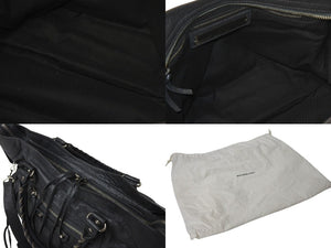 BALENCIAGA バレンシアガ The City ザシティ トートバッグ ハンドバッグ レザー グレー シルバー金具 美品 中古 4b001388