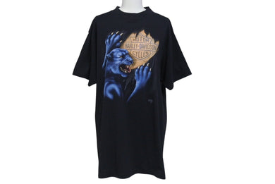 極美品 HARLEY DAVIDSON ハーレーダヴィッドソン VINTAGE ヴィンテージ 3D EMBLEM 半袖Tシャツ サイズL 1991年 パンサー 中古 4b001429