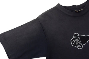 OLD STUSSY オールドステューシー VINTAGE ヴィンテージ 90's 半袖Tシャツ サイズS キーモチーフ サンフェード系 ネイビー 良品 中古 4b001431 