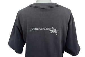 OLD STUSSY オールドステューシー VINTAGE ヴィンテージ 90's 半袖Tシャツ サイズS キーモチーフ サンフェード系 ネイビー 良品 中古 4b001431 