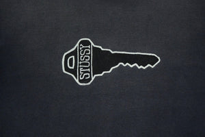 OLD STUSSY オールドステューシー VINTAGE ヴィンテージ 90's 半袖Tシャツ サイズS キーモチーフ サンフェード系 ネイビー 良品 中古 4b001431 