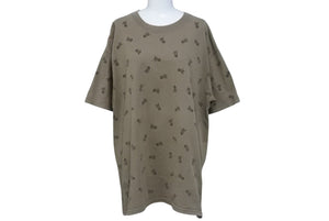 GOOD ENOUGH グッドイナフ ドッグ 総柄 半袖Tシャツ 犬 90s ブラウン 背面パッチ コットン 美品 中古 4b001440