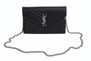 SAINT LAURENT サンローラン キルティング チェーンショルダーバック 377828 レザー ブラック ゴールド金具 美品 中古 4b001470