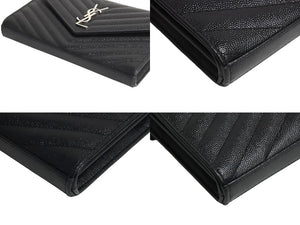 SAINT LAURENT サンローラン キルティング チェーンショルダーバック 377828 レザー ブラック ゴールド金具 美品 中古 4b001470