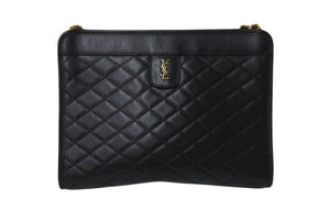 SAINTLAURENT PARIS サンローラン チェーンショルダーバッグ ウォレット377828 レザー ブラック 美品 中古 4b001475