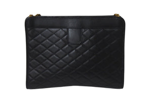 SAINTLAURENT PARIS サンローラン チェーンショルダーバッグ ウォレット377828 レザー ブラック 美品 中古 4b001475